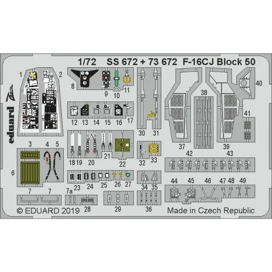 Eduard SS672 1/72 General Dynamics F-16CJ Fighting Falcon Block 50 Detail Set for Tamiya kits