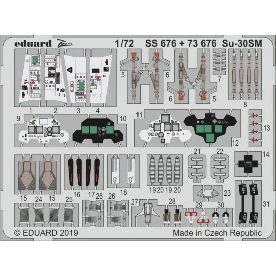 Eduard SS676 1/72 Sukhoi Su-30SM Detail set for Zvezda kits