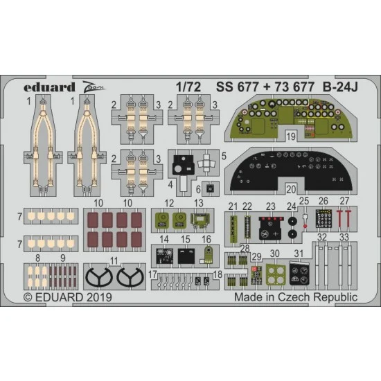 Eduard SS677 1/72 Consolidated B-24J Liberator Detail set for Hasegawa kits