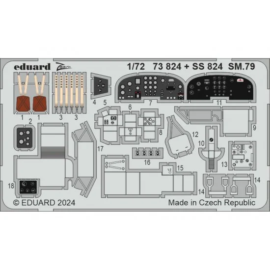 Eduard SS824 1/72 Savoia-Marchetti SM.79 Sparviero Detail set for Italeri kits