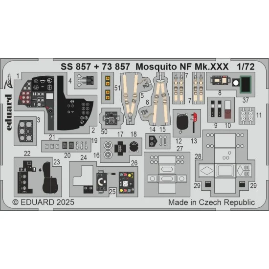 Eduard SS857 1/72 Mosquito NF Mk.XXX Detail set for Special Hobby kits - Model Planes