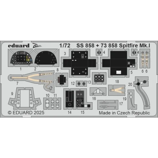 Eduard SS858 1/72 Spitfire Mk.I Detail set for IBG kits - Model Planes