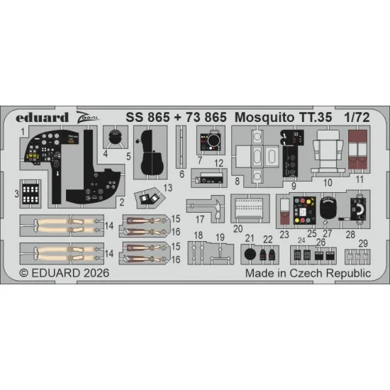 Eduard SS865 1/72 de Havilland Mosquito TT.35 Detail Set for Airfix kits - Model Planes