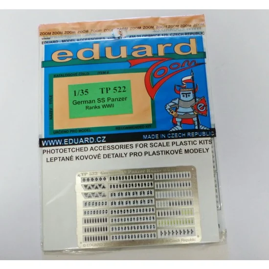 Eduard TP522 Colour Photoetch for 1/35 WWII German SS Panzer Ranks - Model Figures