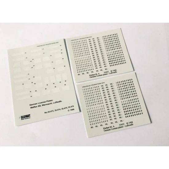 Elefant Corporation 35476 Decals for 1/35 German Luftwaffe License Plates without Frames - Military Vehicles & Tanks