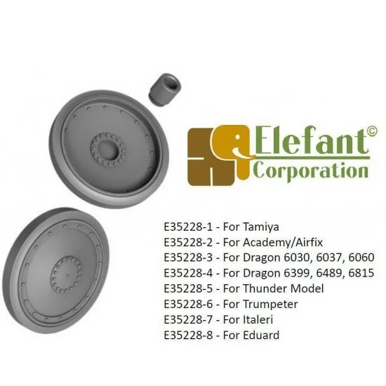 Elefant Corporation E35228-1 1/35 Jagdpanzer 38, 16 Rivets, Narrow Collar Roadwheels for Tamiya Kit