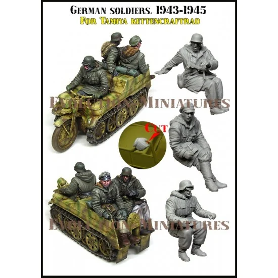 Evolution Miniatures 35249 1/35 Geuman Soldiers, 1943-1945 for Tamiya Kettencraftrrad (3 figures)