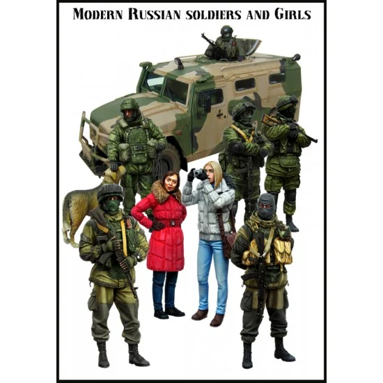 Evolution Miniatures BIG-6 1/35 Modern Russian Soldiers and Girls Set (6 Soldiers + 2 Girls)