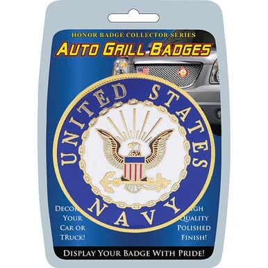 Navy Auto Grill Badge MD6101 (MD020) - Eagle Emblems