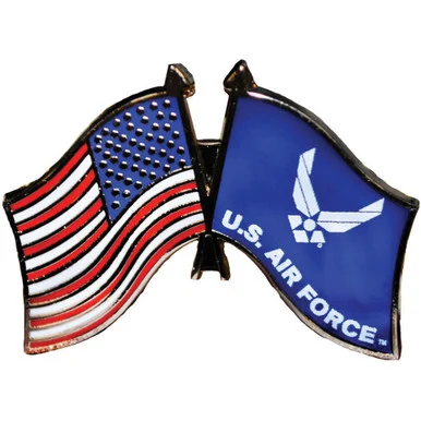 U.S. Flag and USAF Flag Lapel Pin Eagle Emblems (P62498)