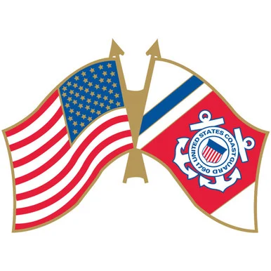 U.S. Flag and Coast Guard Flag Lapel Pin Eagle Emblems (P62604)