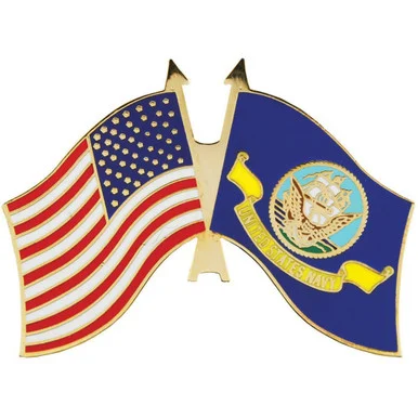 U.S. Flag and Navy Flag Lapel Pin Eagle Emblems (P62497)