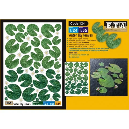 ETA Diorama 124 1/35 Water Lily Leaves (3 sheets) - Scenics & Diorama