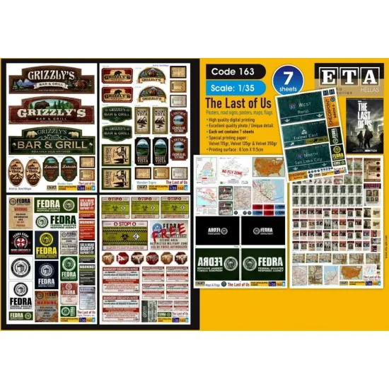 ETA Diorama 163 1/35 The Last of Us - Signs, Posters, Maps, etc. (7 sheets)