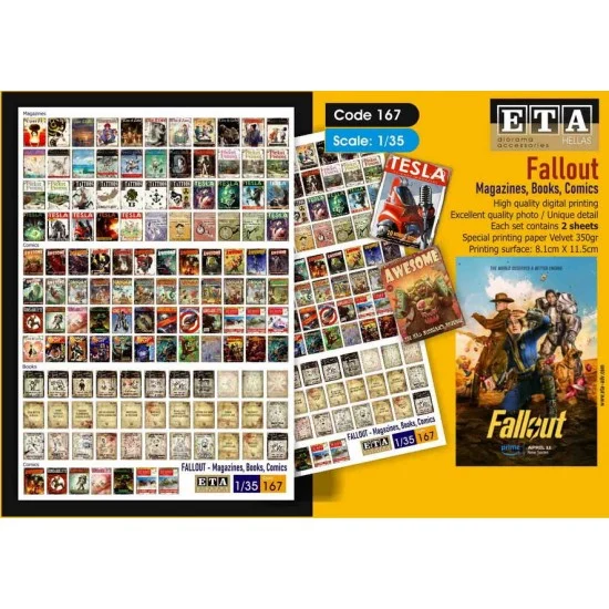 ETA Diorama 167 1/35 ''Fallout'' Magazine, Books, Comics (2 sheets) - Sci-fi & Educational Toys