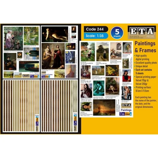 ETA Diorama 244 1/35 Paintings and Frames (5 sheets) - Scenics & Diorama