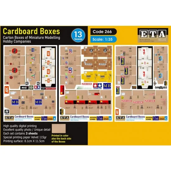 ETA Diorama 266 1/35 Cardboard Boxes - Modelling Hobby Companies Carton Boxes (13pcs)