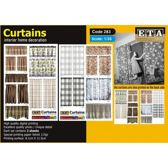 ETA Diorama 283 1/35 Curtains V3 (2 sheets) - Scenics & Diorama