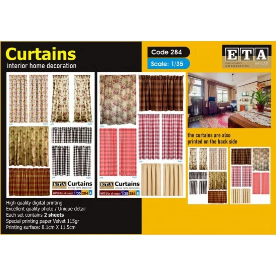 ETA Diorama 284 1/35 Curtains V4 (2 sheets) - Scenics & Diorama