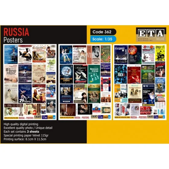ETA Diorama 362 1/35 Russian Posters (3 sheets) - Scenics & Diorama