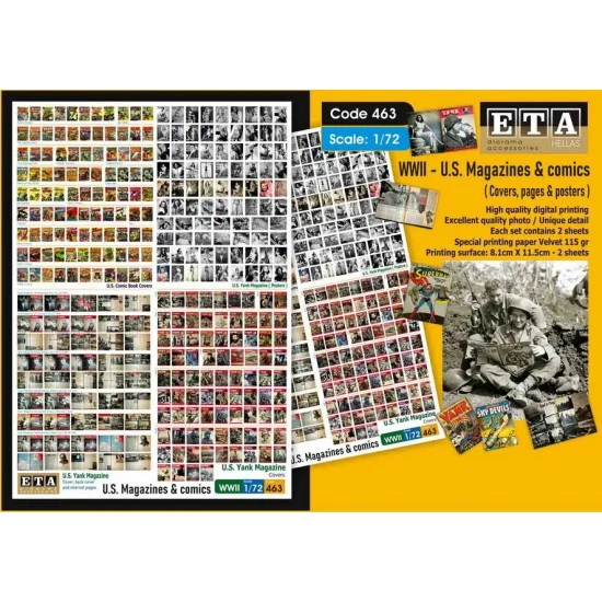 ETA Diorama 463 1/72 1/76 WWII US Magazine Covers and Comics (2 sheets) - Scenics & Diorama