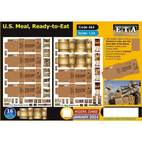 ETA Diorama 464 1/24 US MRE - Meal, Ready-to-Eat (4 sheets)