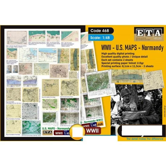 ETA Diorama 468 1/48 WWII US Maps, D-DAY Normandy (2 sheets)