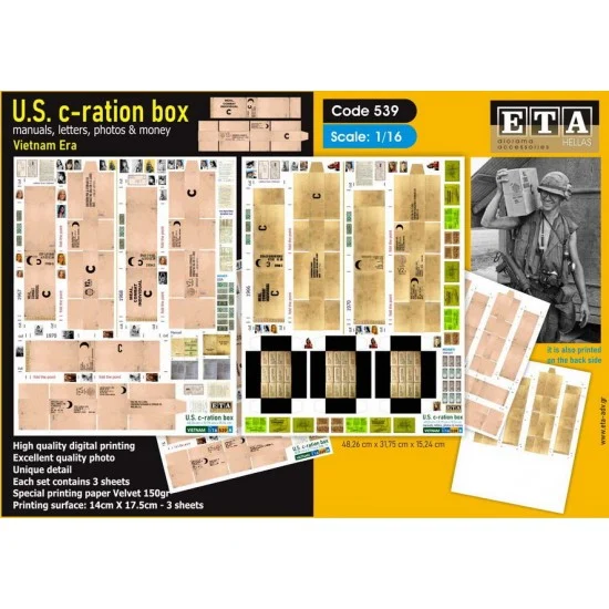 ETA Diorama 539 1/16 Vietman War Vietnam War C-ration Box (3 sheets)