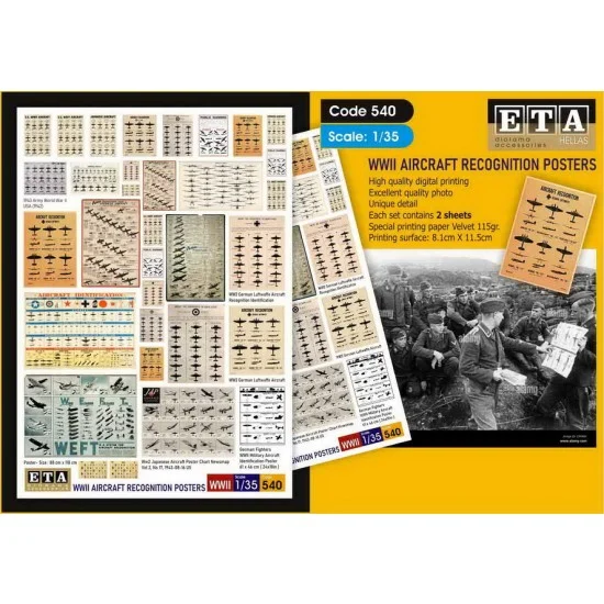 ETA Diorama 540 1/35 WWII Military Aircraft Recognition Poster (2 sheets) - Scenics & Diorama
