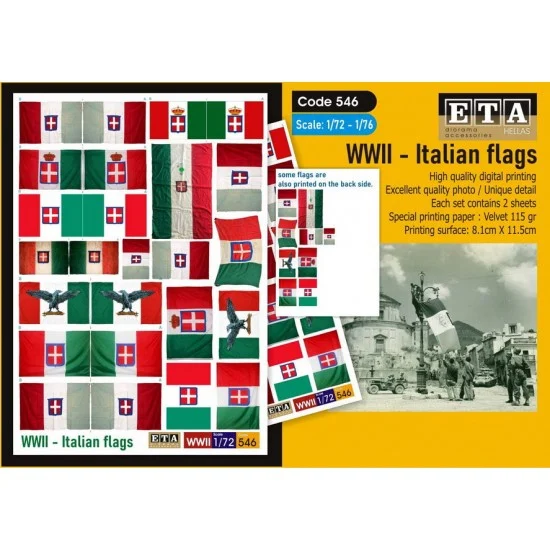ETA Diorama 546 1/72, 1/76 WWII Italian Flags (2 sheets) - Scenics & Diorama