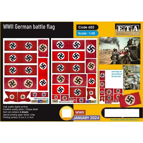 ETA Diorama 602 1/48 WWII German Battle Flags (2 sheets) - Scenics & Diorama