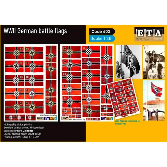 ETA Diorama 603 1/48 WWII German Battle Flag (2 sheets) - Scenics & Diorama