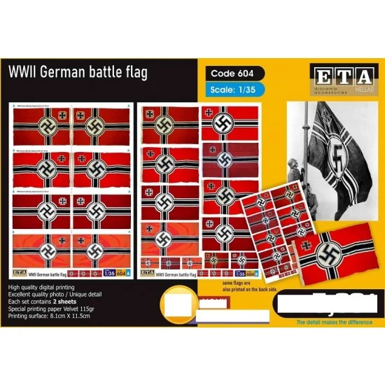 ETA Diorama 604 1/35 WWII German Battle Flags (2 sheets) - Scenics & Diorama