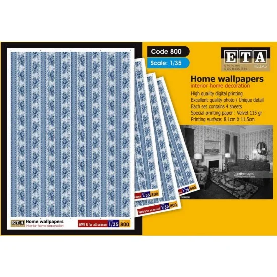 ETA Diorama 800 1/35 Interior Home Wallpapers for All Season (4 sheets) - Scenics & Diorama