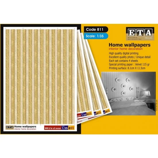 ETA Diorama 811 1/35 Interior Home wallpapers for All Season (4 sheets) - Scenics & Diorama