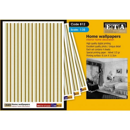 ETA Diorama 812 1/35 Interior Home wallpapers for All Season (4 sheets) - Scenics & Diorama