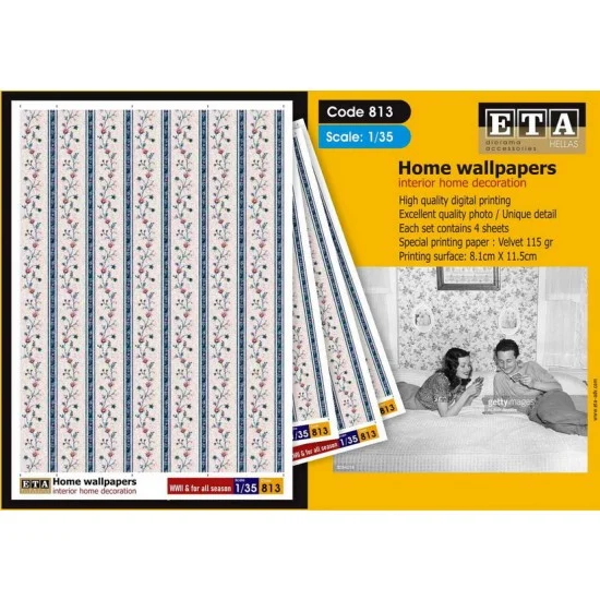 ETA Diorama 813 1/35 Interior Home wallpapers for All Season (4 sheets) - Scenics & Diorama