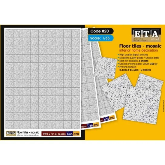 ETA Diorama 820 1/35 1/32 WWII Floor Tiles - Mosaic for All Season (3 sheets)