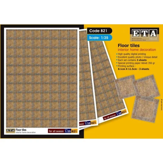 ETA Diorama 821 1/35 1/32 Floor Tiles for all season (3 sheets) - Scenics & Diorama