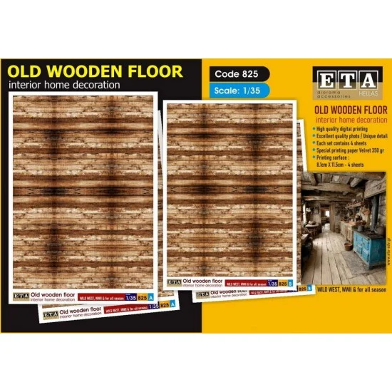 ETA Diorama 825 1/35, 1/32 WWII Wild West Old Wooden Floor for All Season (4 sheets) - Scenics & Diorama