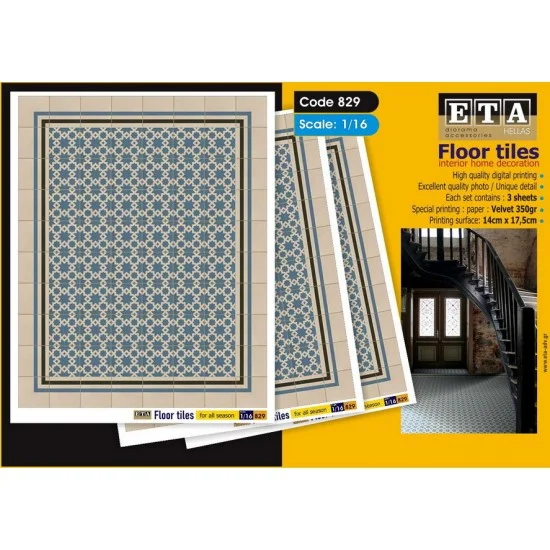 ETA Diorama 829 1/16 Floor Tiles for All Season #829 (3 sheets) - Scenics & Diorama