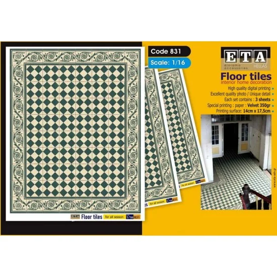 ETA Diorama 831 1/16 Floor Tiles for All Season #831 (3 sheets) - Scenics & Diorama
