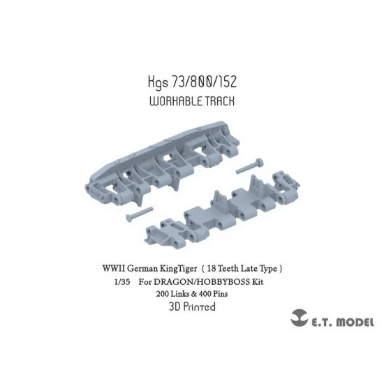 ET Model P35-069 1/35 King Tiger Single Workable Track (18 Teeth Late Type) for Dragon/Hobbyboss Kit