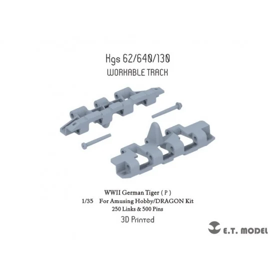 ET Model P35-080 1/35 WWII German Tiger (P) Workable Track (3D Printed) for Amusing Hobby/Dragon Kit