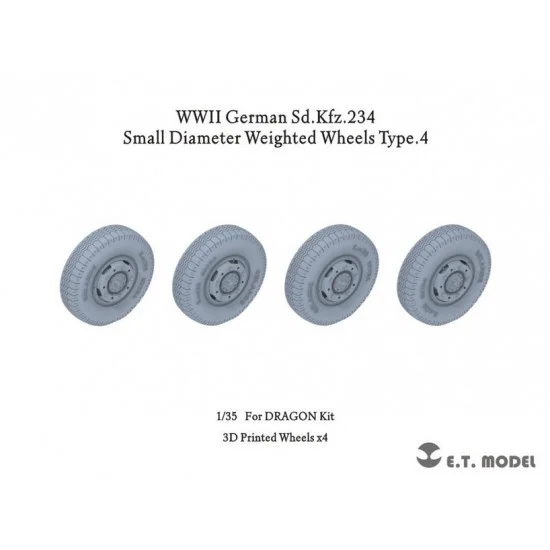 ET Model P35-104 1/35 WWII German Sd.Kfz.234 Small Diameter Weighted Wheels Type.4 for Dragon kits