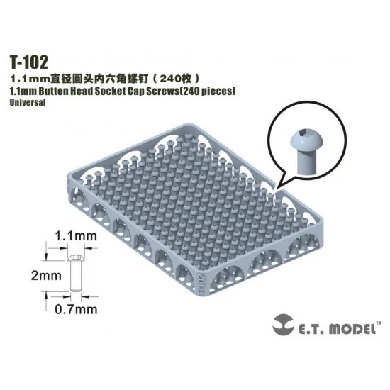 ET Model T-102 1.1mm Button Head Socket Cap Screws (240pcs)