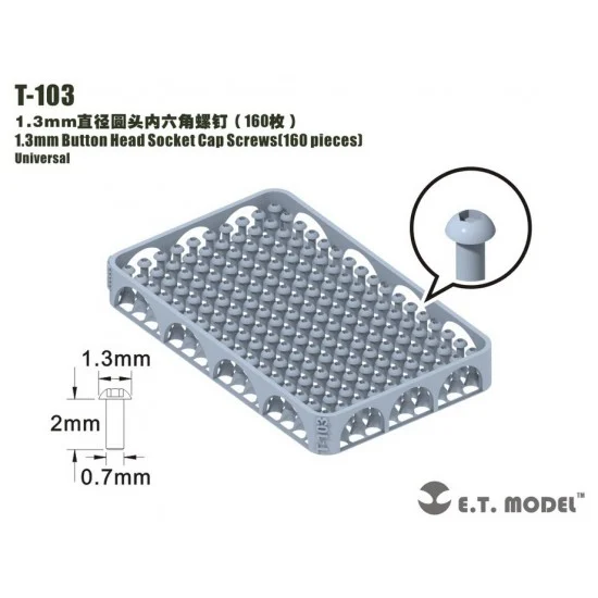 ET Model T-103 1.3mm Button Head Socket Cap Screws (160pcs)