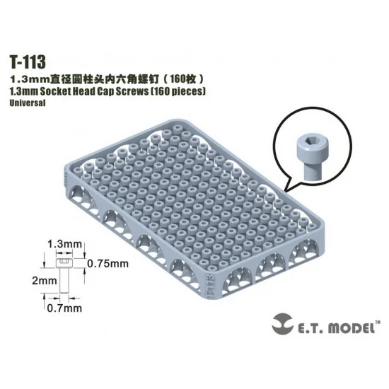 ET Model T-113 1.3mm Socket Head Cap Screws (160pcs)