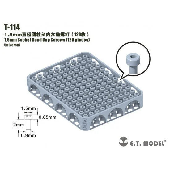 ET Model T-114 1.5mm Socket Head Cap Screws (120pcs)