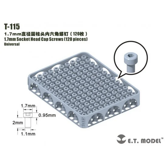 ET Model T-115 1.7mm Socket Head Cap Screws (120pcs)